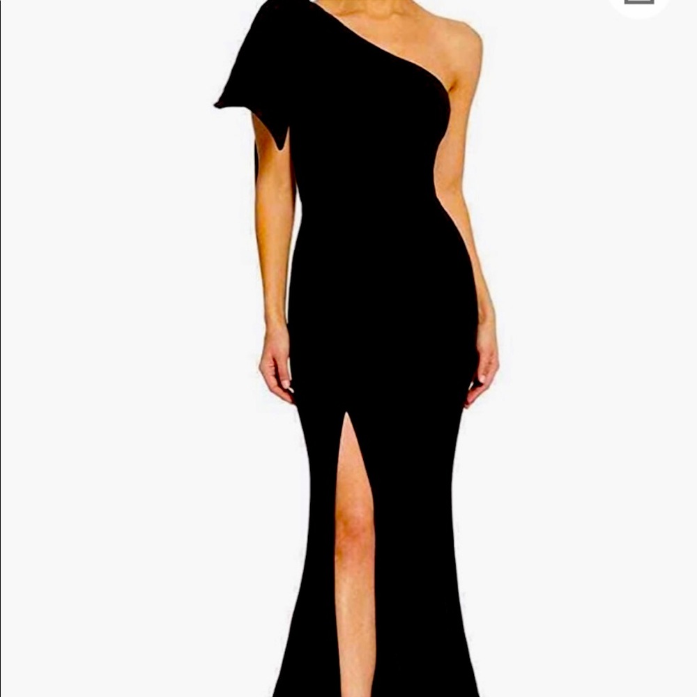NEW Dress the Population Georgina Shoulder Bow Detail Trumpet Gown Long Dress